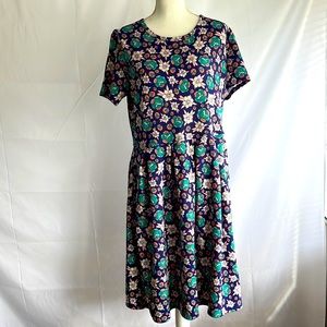 Lularoe “Amelia”, pleated floral with zipper, size 3XL, polyester/spandex